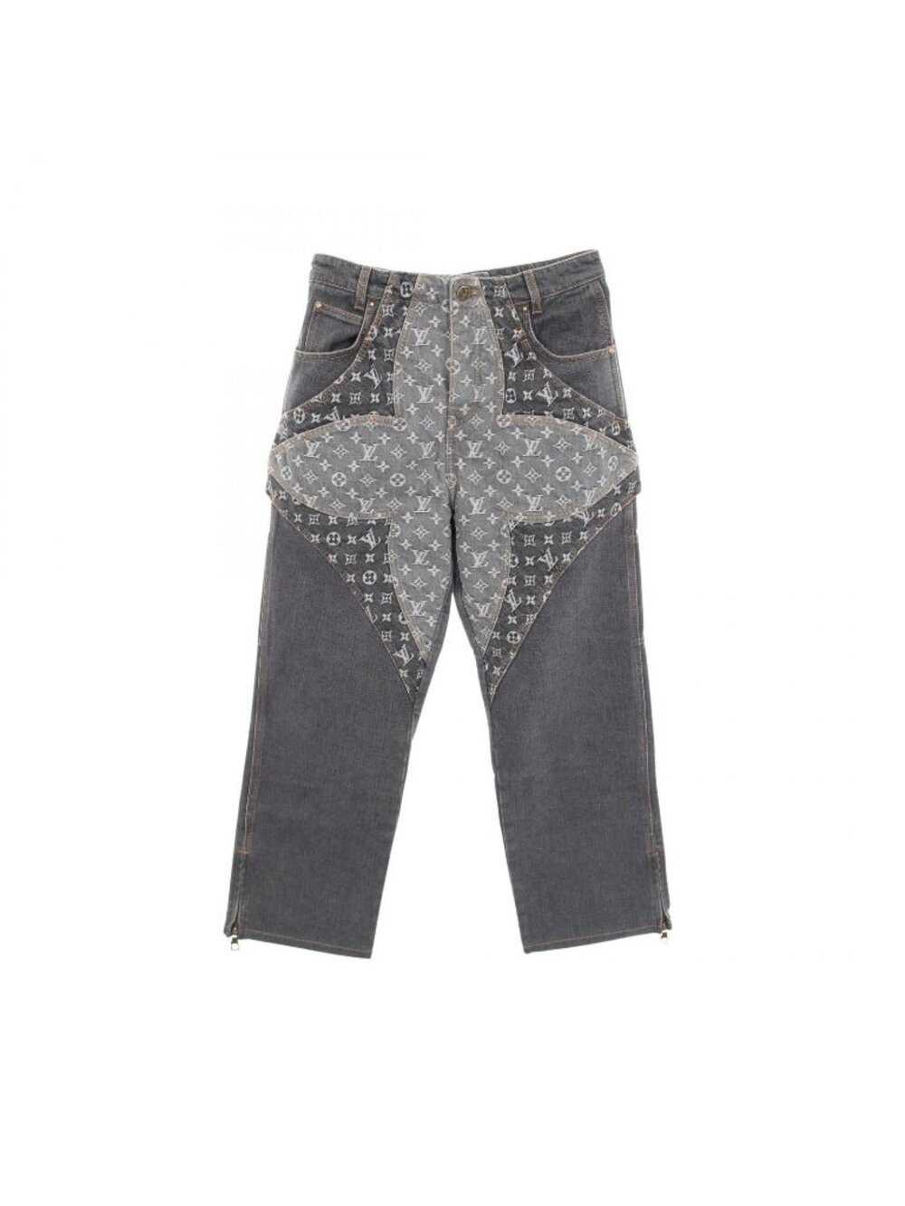 Louis Vuitton Denim Pants Monogram Flower Cotton